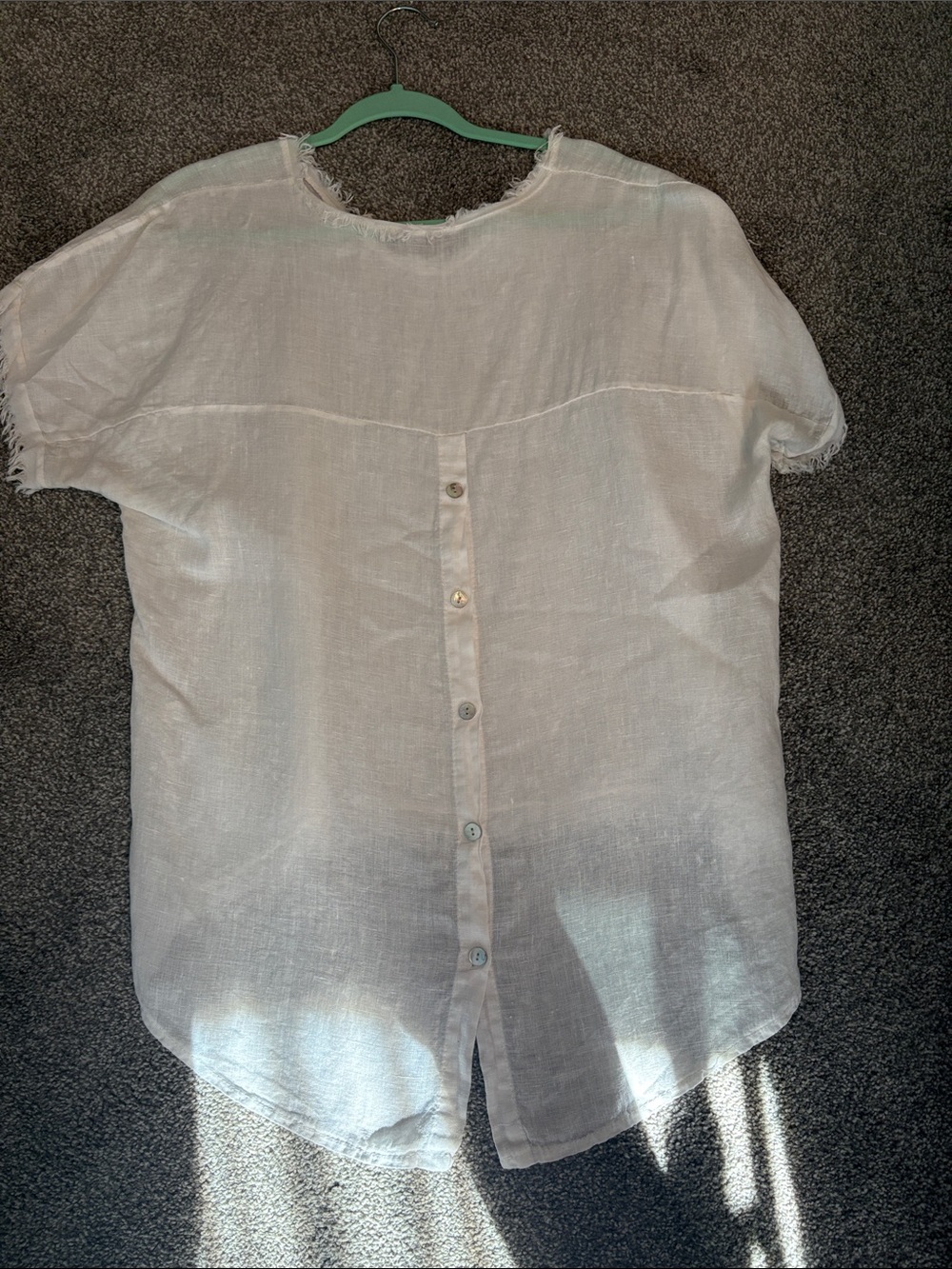 Tempo Paris White Fringed Linen Top